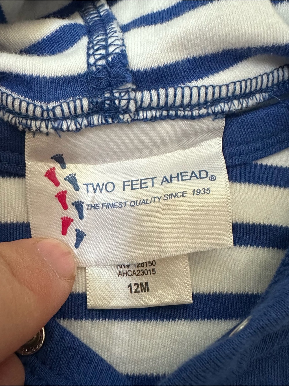 Two Feet Ahead NCAA Kansas Jayhawks Baby Striped Hooded Shirt 12M Snap Bottom - Picture 4 of 5